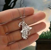 1PC Gothic Silver Plated Hollow Out Witch Hat Magic Witchy Pendant Necklace