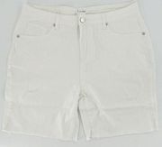 K. Jordan Women's High Waisted Short in White Distressed Denim Jean Shorts Sz 16