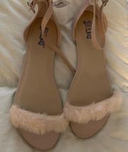 Blush color fur Dress Flat shoe