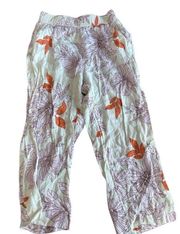 Rachel Roy 100% Linen Floral Pants