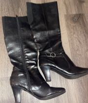 Leather Knee High Heel Boots