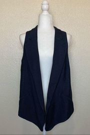 Alexander Wang Navy Sleeveless Open Front Collared Vest Size 4 NWT