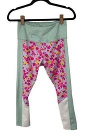 Kate Spade Turquoise Green Pink Floral Capri Leggings