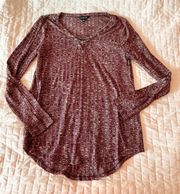 Purple Lace Up Long Sleeve Tee Size Small