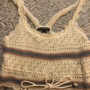 Say What? crochet crop top. Neutral colors. 90’s style. Size Medium