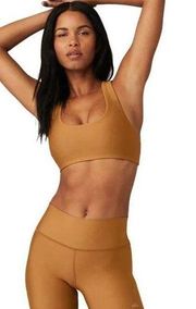 Alo Yoga Airlift Advantage Racerback Sports Bra Toffee Yellow Brown Size XL