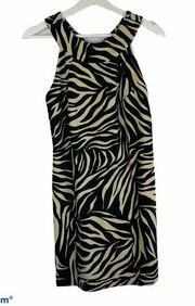 Milly New York Zebra Print Velvet Sleeveless Sheath Dress Bow Detail Women’s 4