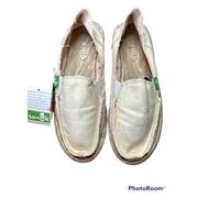 NWT/ NWOB Sanuk Beige Pink Polka Dot Hot Dotty Slip On Shoes Size 5