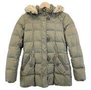 LAUREN Ralph Lauren Womens XS Down Parka Olive Green Removable Hood Winter