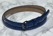 Ann Taylor Vibrant Blue Croc Embossed Faux Leather Thin Belt Small