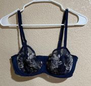 Wacoal 851242 dark blue floral sheer bra 34C