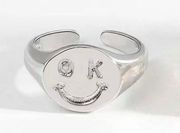 Boutique Smiley Face Silver Ring