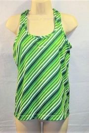 Performance Womens Athletic Tank Top Size Large Racerback Striped Green