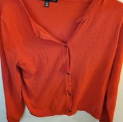 Saks Fifth Avenue size small petite red cardigan sweater top button missing