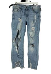 Cello Junior Women's Light Wash Distressed Denim Jeans Size 3