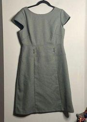 Karin Stevens Black and White Cap Sleeve Shift Career Work Dress