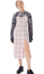 Urban Outfitters  Cher Pink Plaid Slip Dress Size Medium