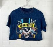 Bravado Guns N’ Roses Blue Graphic Crop Top Tee Size M