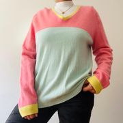 ★ Lands End Pastel Color Block 100% Cashmere Sweater - Multicolored ★