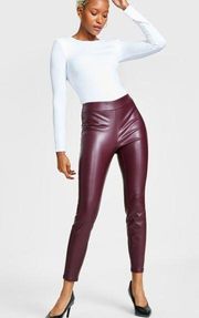 NWOT I.N.C. INTERNATIONAL CONCEPTS  Faux-Leather Pull On Leggings Red / Wine