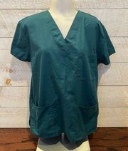 Women's Dark Green Short Sleeve Scrub Top Size M Healthcare Nurse Doctor