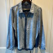 Dear John Blue Chambray Zip Front Shirt Size L