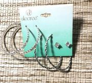 Decree Womens Fashion Silvertone Earrings Set NWT