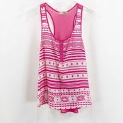 LOVE TREE Pink Western Tribal Sleeveless Racerback Tank Top