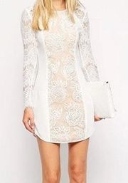 White Lace Floral Crochet Mini Dress