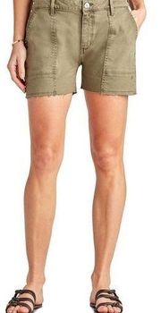 Sam Edelman Shorts NWT Denim The Cargo Utility Green Cutoff Stretch Women's 12