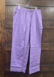 Only Necessities Pants Women 18 W P Elastic Waist Pockets Purple