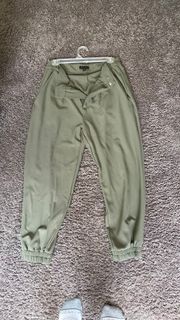 Army Green Satin Jogger Pants 