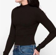 Good American Mockneck ribbed cropped top