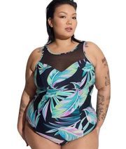 Torrid Wireless Mesh High Neck One Piece Swimsuit NWT 3X