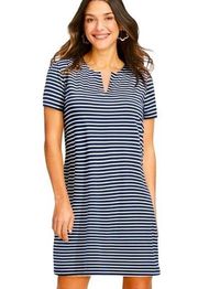 Sankaty Dress Striped Navy Blue & White Size Small Short Sleeve