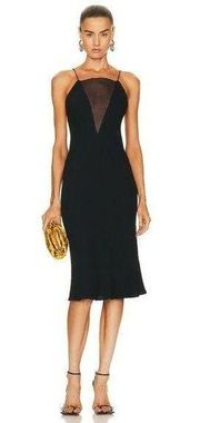 Stella McCartney Crepe Dress in Black 36 2 4 New Womens Plunging Illusion Midi