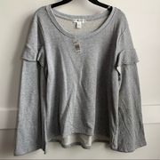 NWT Eye Candy Gray Ruffle Sleeve Sweatshirt