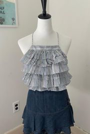 x Magali Pascal Flouncy Striped Ruffle Tank Top