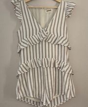 Linen Striped Short Romper