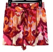 Bar III Small Shorts Ikat High-Rise Elastic Waist Lightweight Tie Front Multi