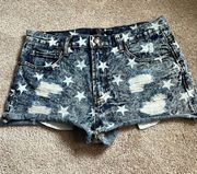 Star Design Distressed Denim Shorts   Size 29