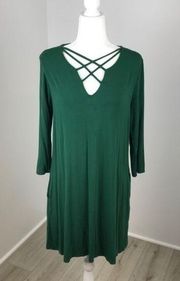 Nine Britton Green Lace-Up Front Dress Size M