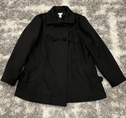 Chicos Daja Smooth Plus Pea Coat Black Large L