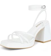 White Platform Block Heel