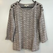 NWT  Pink Black/White Tweed Pullover Top Size Large