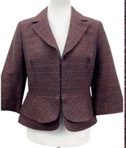 Classiques Entier Womens S Blazer Jacket Tweed Red Black Peplum Cropped