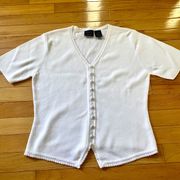 Laura Scott White T-Shirt Cardigan Top (size S)