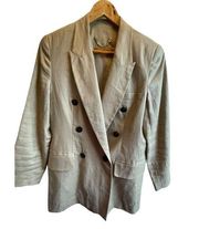 Classiques Entier Women's Linen Long Blazer, Button Front, Collar, Shoulder Pads