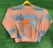 Def Leppard Pyromania Tie Dye Oversized Rock Crewneck Sweater Size Small