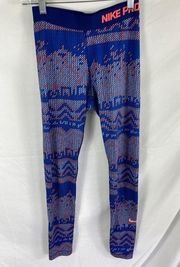 Nike  Pro Hyperwarm Blue Nordic Print Legging Size Small